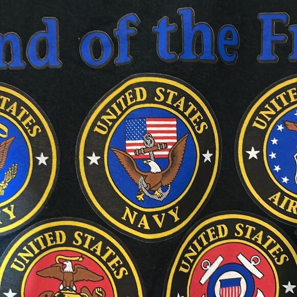 US Military Land of the Free Because of the Brave Gildan Mens Tee Size Large - Picture 5 of 16